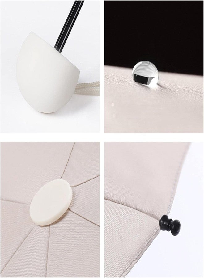 Alexvyan Beige Mini Umbrella with Case (Manual Open) Compact Travelling Umbrella, Polyester & UV Protection Fabric for Summer/Anti-Slip Handle- Use in Rain & Summer- 6 Frame for Men & Women - Image 3